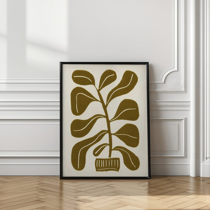 Linocut Houseplant #2 Framed Art Modern Wall Decor