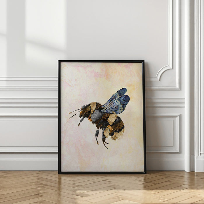 Grunge Watercolour Bee Framed Art Wall Decor