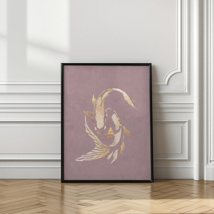 Pink gold koi fish 2 Framed Art Modern Wall Decor
