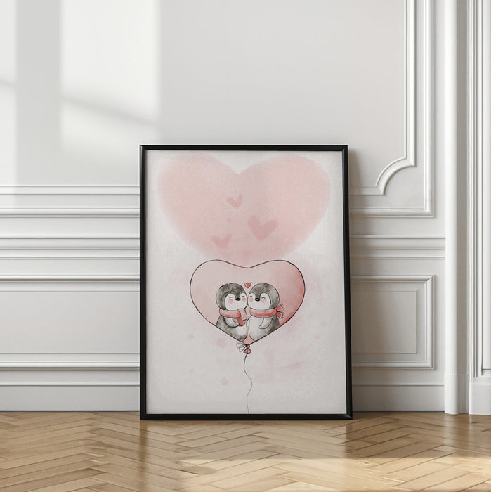 Penguin in love Framed Art Modern Wall Decor