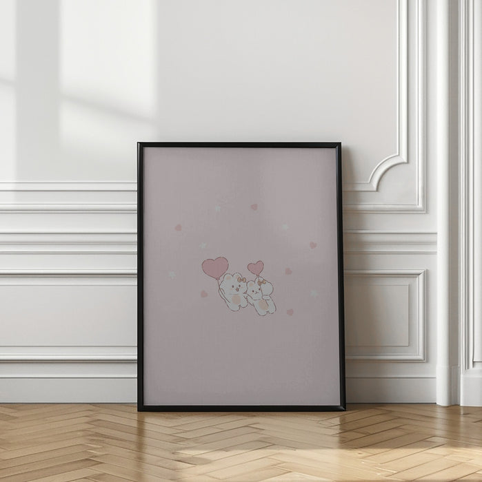 Kawaii Bunny Framed Art Wall Decor