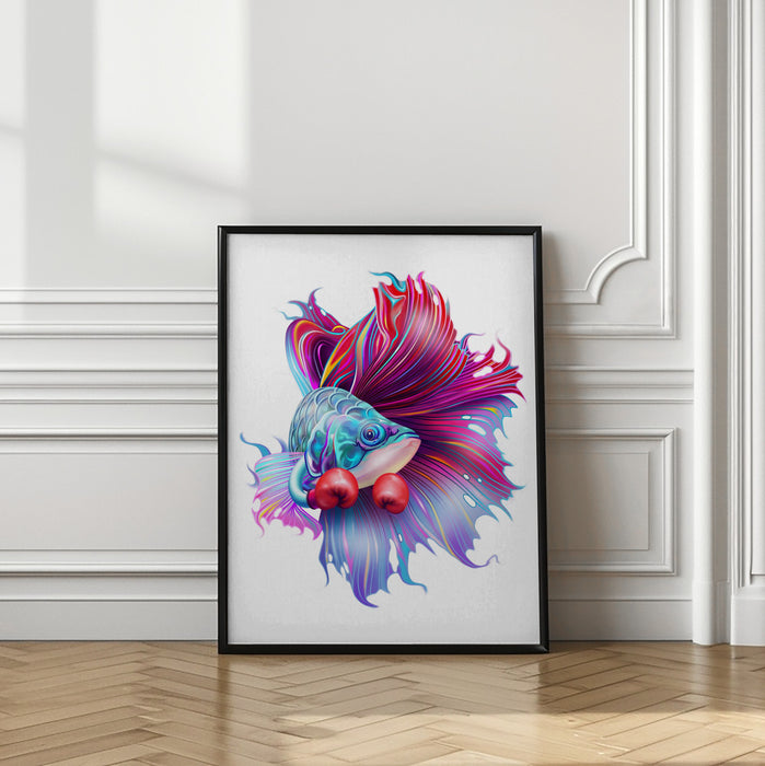 FIGHTHING FISH Framed Art Modern Wall Decor