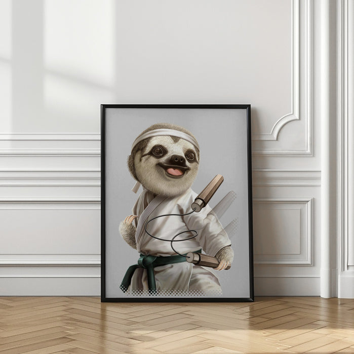 karate sloth Framed Art Modern Wall Decor