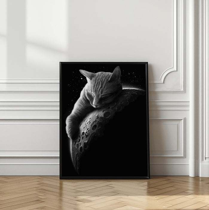 mooncat Framed Art Modern Wall Decor