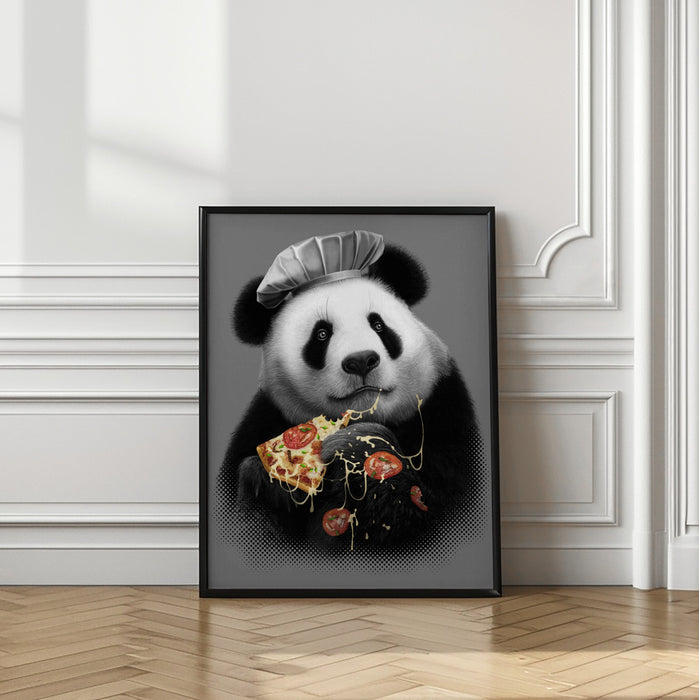 panda loves pizza Framed Art Modern Wall Decor