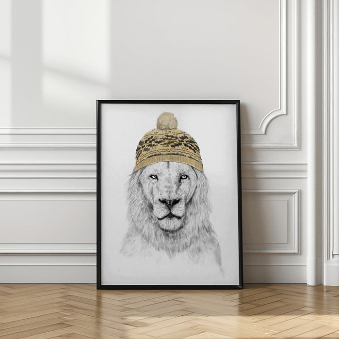 Winter Lion Framed Art Modern Wall Decor