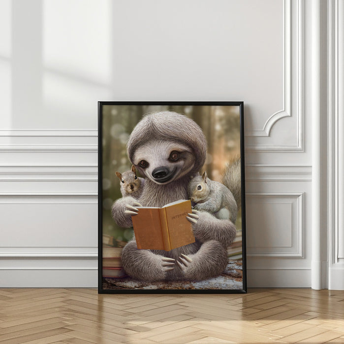 SLOTH SHARING KNOWLEDGE Framed Art Modern Wall Decor