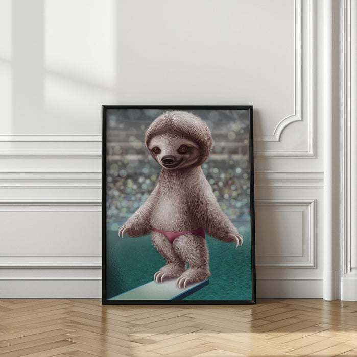 SLOTH THE DIVER Framed Art Modern Wall Decor