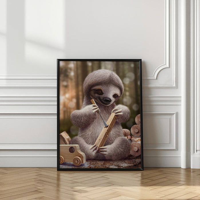 SLOTH THE TOY MAKER Framed Art Modern Wall Decor