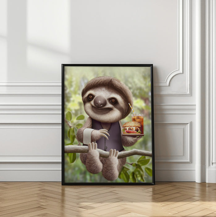 SLOTH ONTREE DELIVERY Framed Art Modern Wall Decor