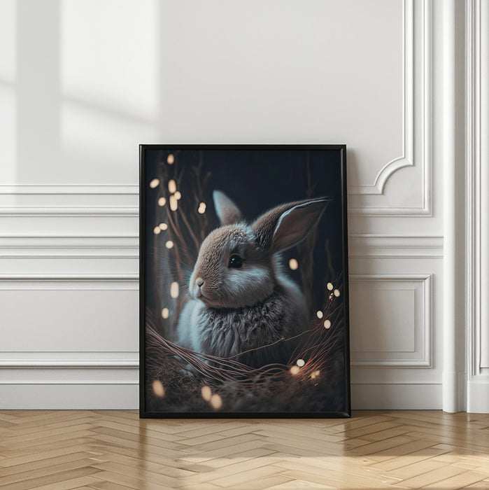 Bunny In The Nest Framed Art Modern Wall Decor