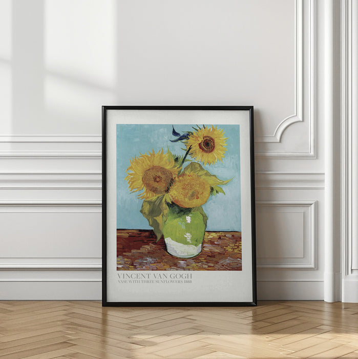 Vase With Three Sunflowers Framed Art Modern Wall Decor