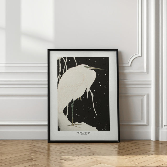 Heron In The Snow Framed Art Wall Decor