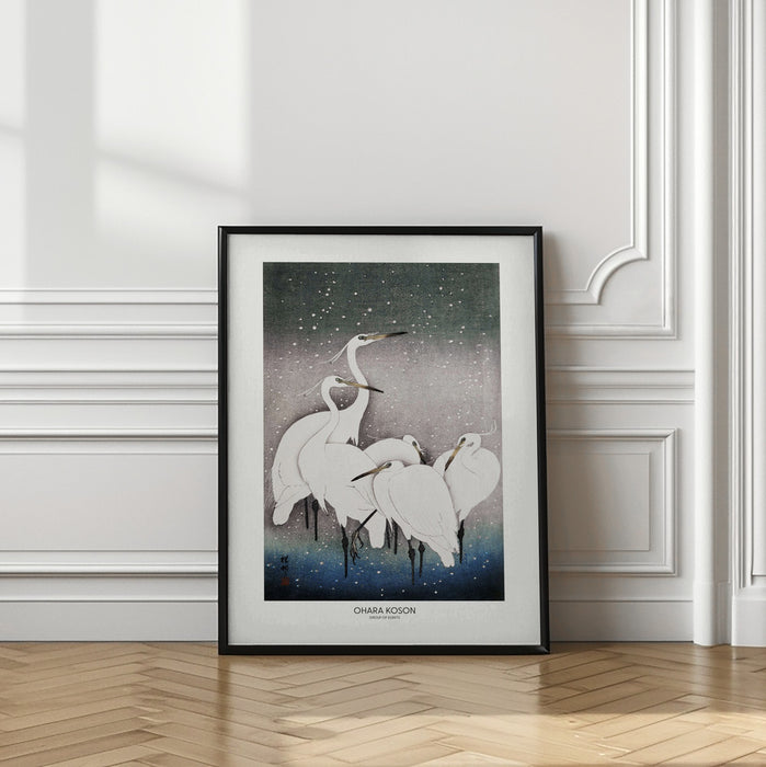 Group Of Egrets Framed Art Modern Wall Decor