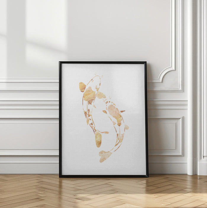 Gold koi fish silhouettes Framed Art Wall Decor