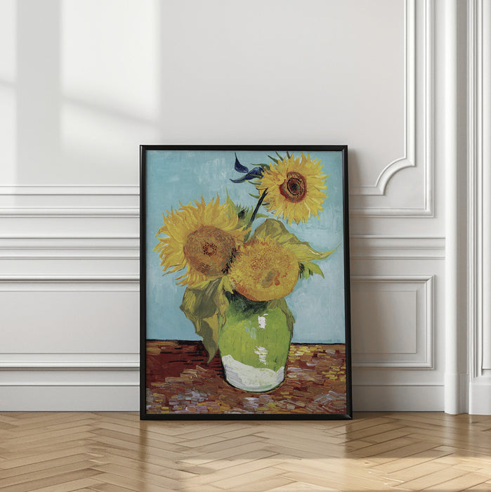 Vase With Three Sunflowers Framed Art Modern Wall Decor