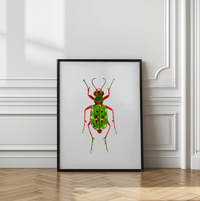 Green tiger beetle or Cicindela campestris Framed Art Wall Decor