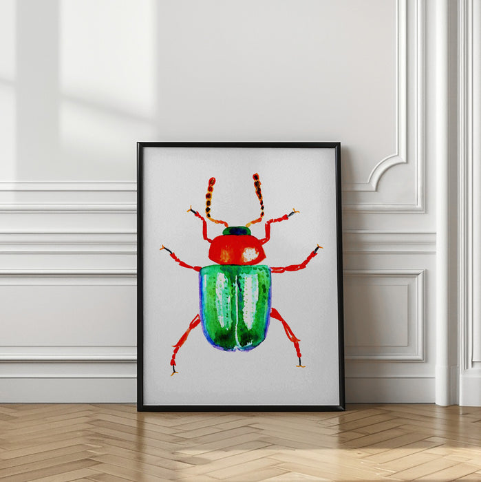 Knotweed beetle or Gastrophysa polygoni Framed Art Modern Wall Decor