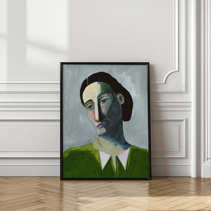 Waiting Woman Framed Art Modern Wall Decor