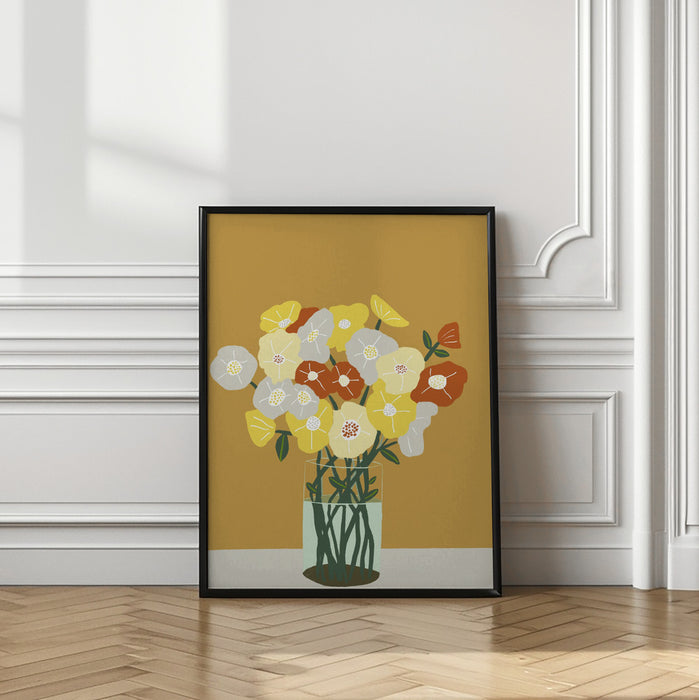 Vase of Flowers Framed Art Modern Wall Decor