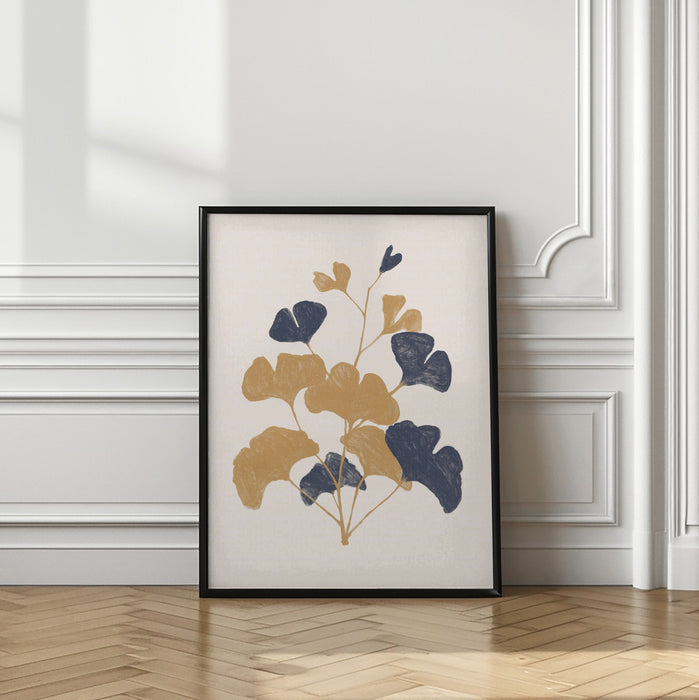 Golden Ginko Framed Art Wall Decor