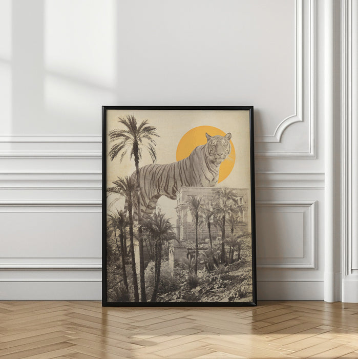 Giant Tiger In Ruins Framed Art Modern Wall Decor