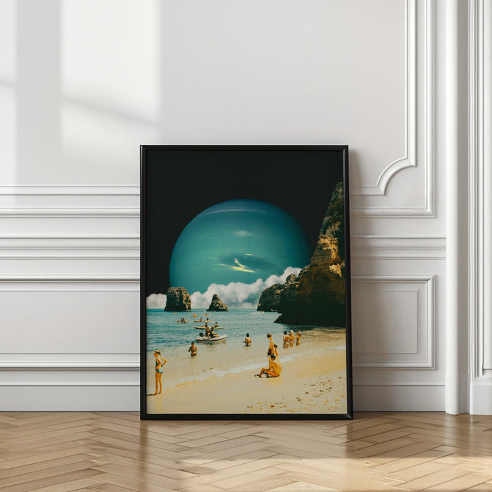 Space Beach Framed Art Modern Wall Decor