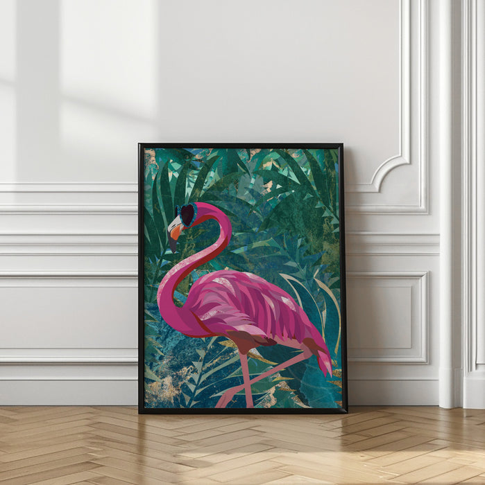 Flamingo in the Jungle Framed Art Modern Wall Decor