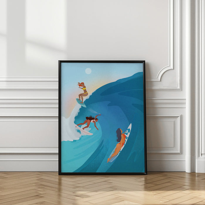 Surfers Framed Art Modern Wall Decor