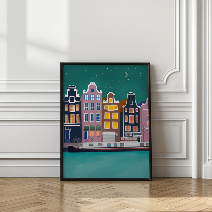 Amsterdam by night Framed Art Modern Wall Decor