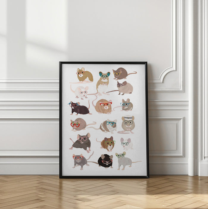 Mice In Glasses Framed Art Modern Wall Decor