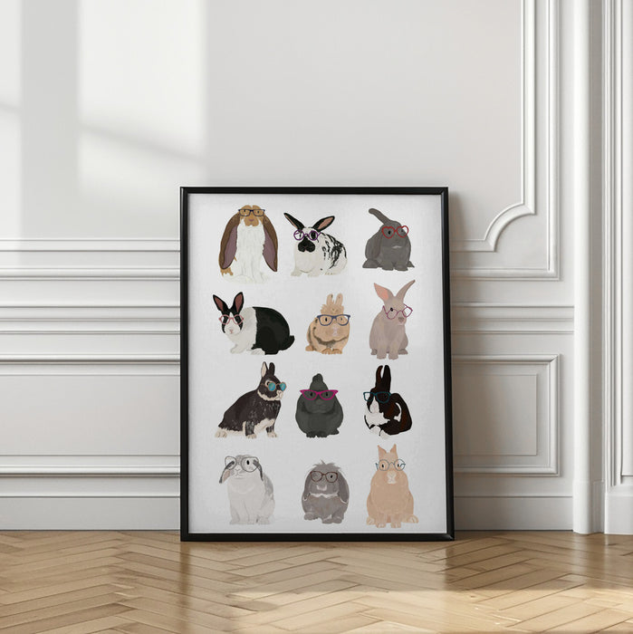 Rabbit Family Framed Art Wall Decor