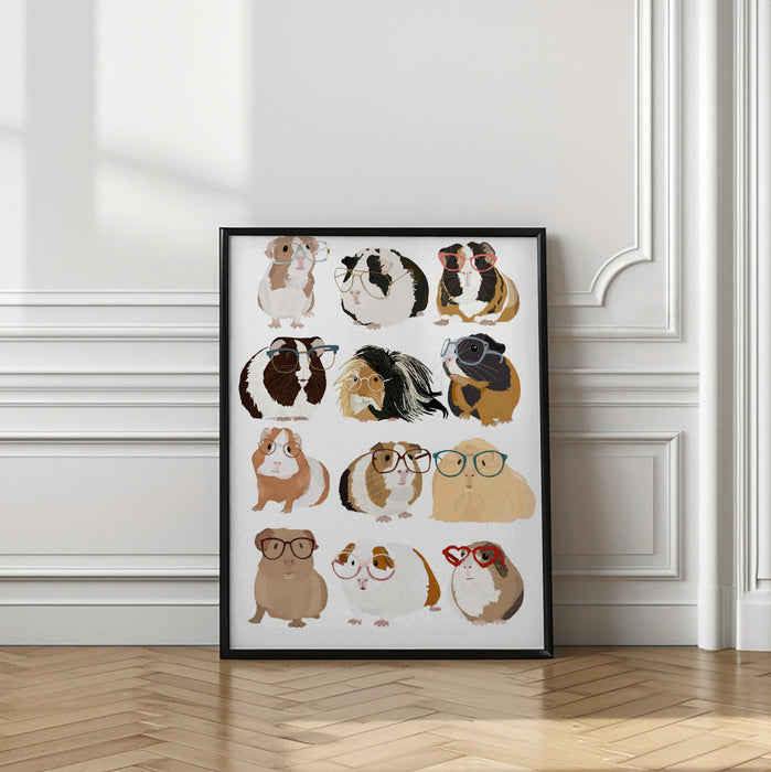 Guinea Pig in Glasses Framed Art Modern Wall Decor