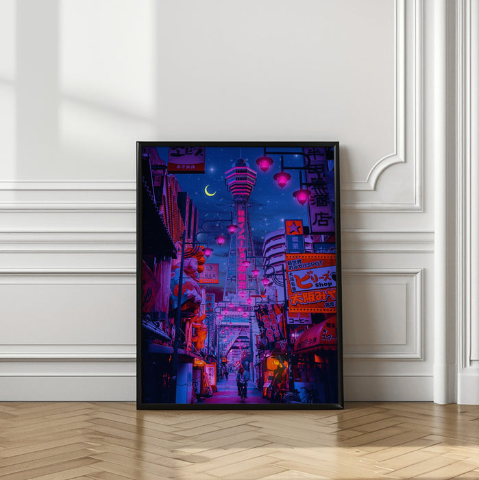 Osaka Lights Framed Art Modern Wall Decor