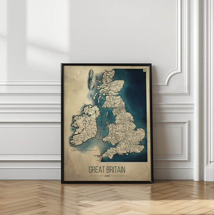 Great Britain map Framed Art Wall Decor