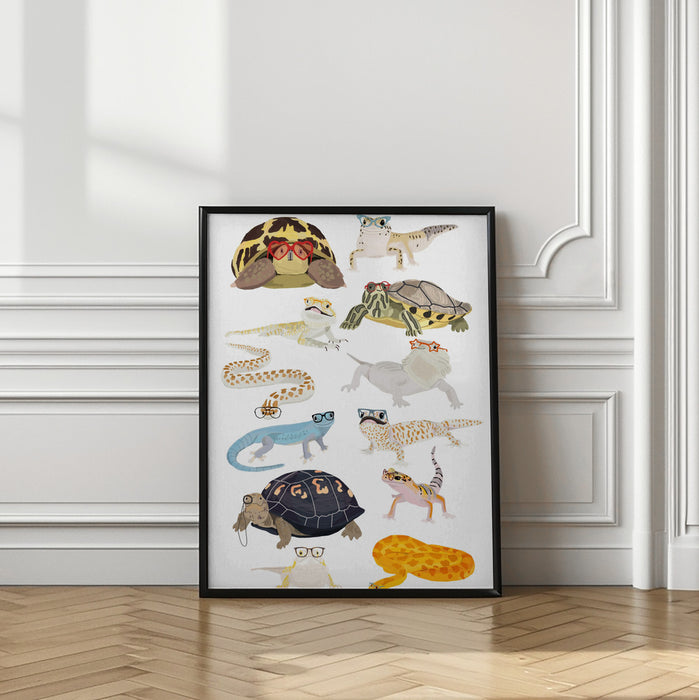 A1 Reptiles In Glasses Framed Art Modern Wall Decor