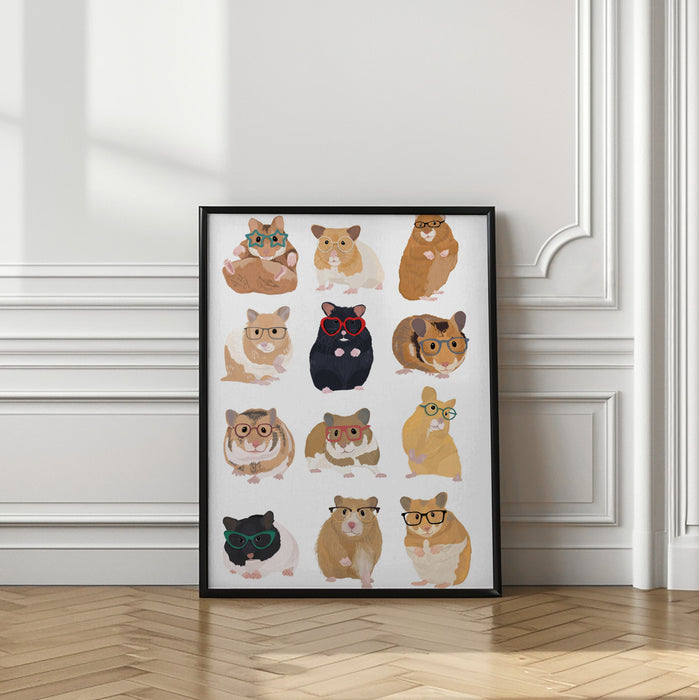 A1 Hamsters In Glasses Framed Art Modern Wall Decor