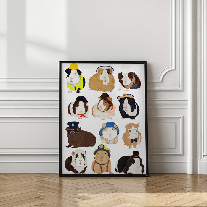 Guinea Pig Working Hr Framed Art Wall Decor