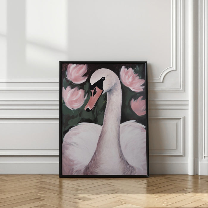 Swan In The Pond Framed Art Modern Wall Decor