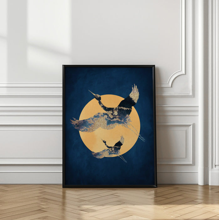 Sapphire Sun &amp; Cranes Framed Art Wall Decor