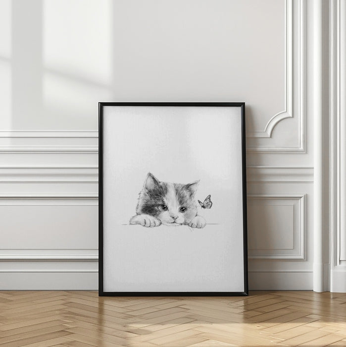 Black Cat Framed Art Modern Wall Decor