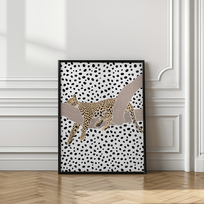 Leopard Sleeping Polkadots Framed Art Wall Decor