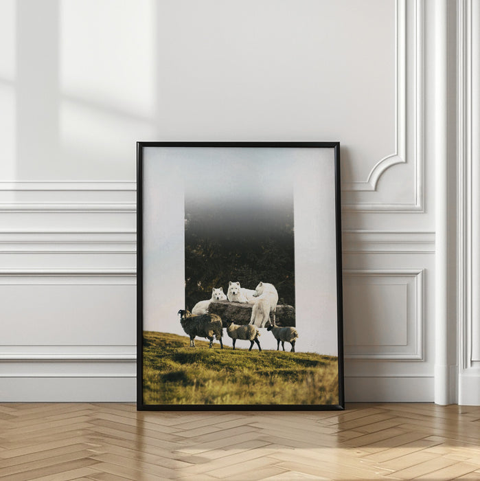 Sheep Wolf Predator Framed Art Modern Wall Decor