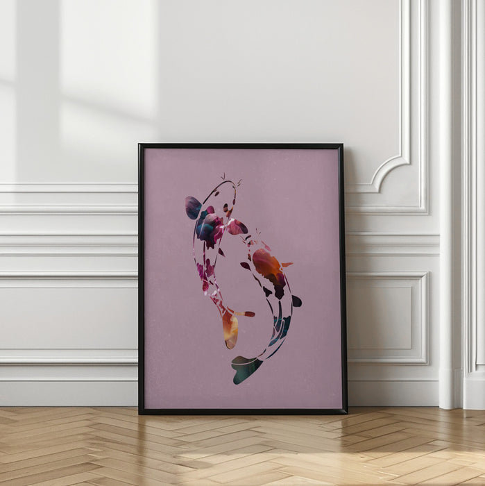 Koi Fish Abstract Framed Art Modern Wall Decor