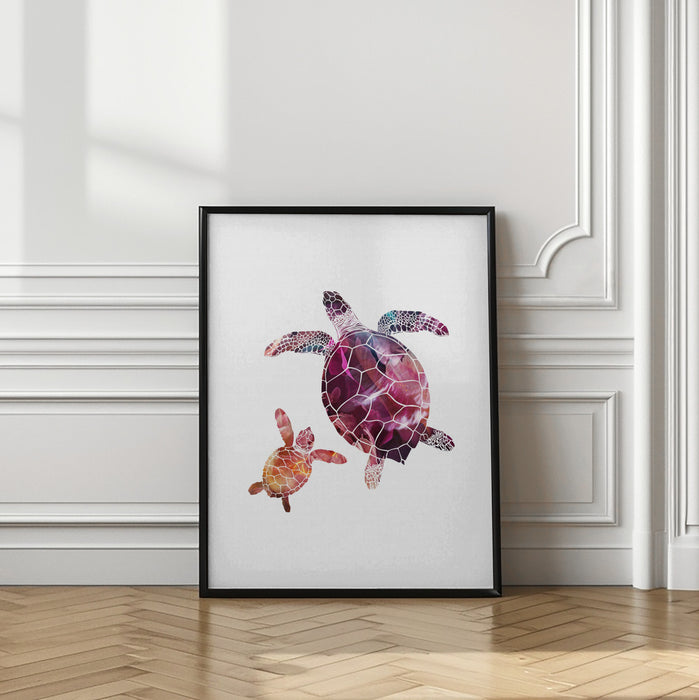 Abstract pink turtles Framed Art Wall Decor