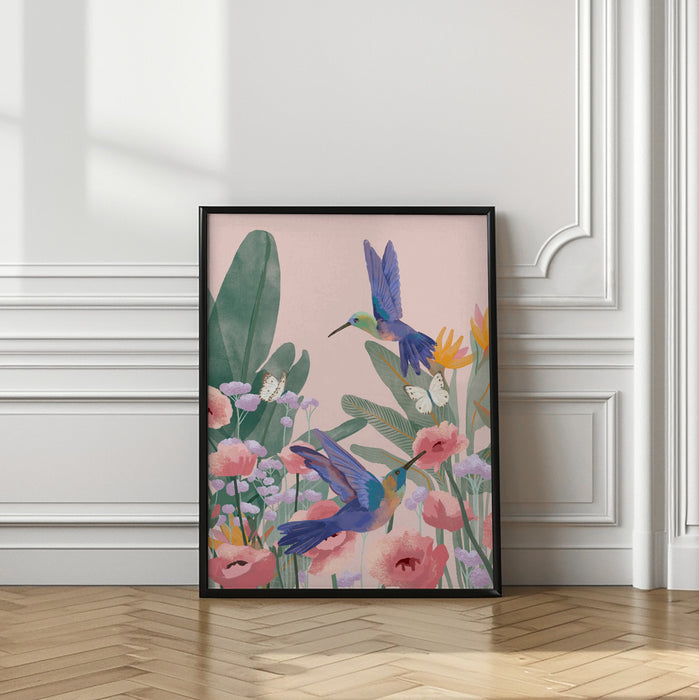 Hummingbirds Framed Art Wall Decor