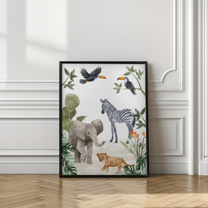 Jungle Babies Framed Art Wall Decor