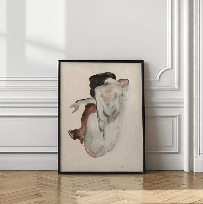 Crouching Nude In Shoes and Black Stockings 1912 Framed Art Modern Wall Decor