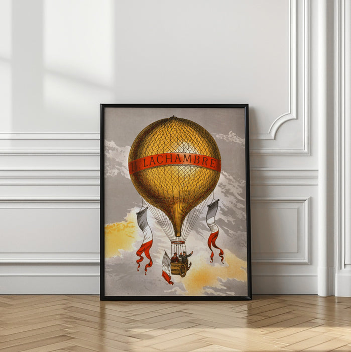 Balloon Labeled With Two Men Riding In the Basket 1880 Framed Art Wall Decor