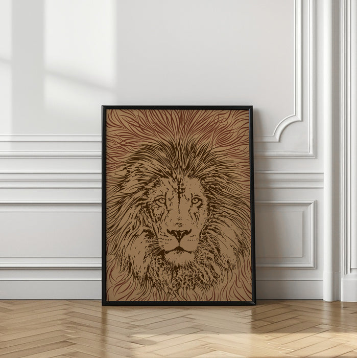 Lion Face King of the Beasts Framed Art Modern Wall Decor
